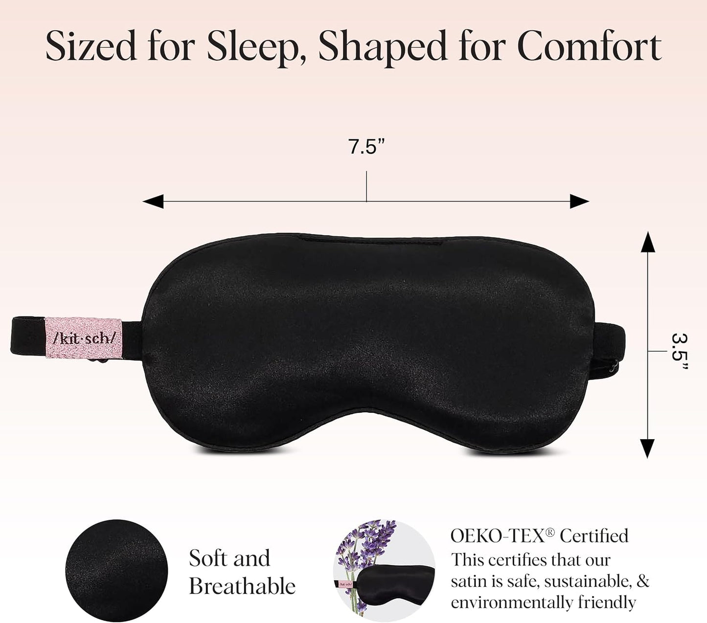 Kitsch Contour Satin Sleep Mask | Eye Masks for Sleep - Blush | Softer Than Silk Sleep Mask, Blindfold Sleep Masks for Women & Men, No Eye Pressure, Lightweight Eye Mask, Travel Essentials