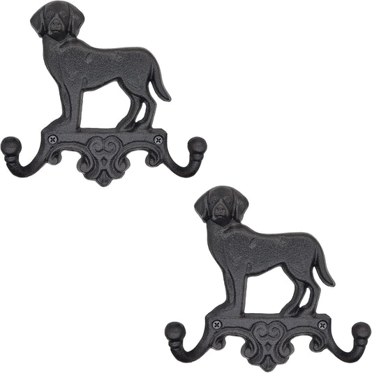 Cast Iron Dog Wall Hooks for Hanging, Heavy Duty Dog Leash Holder for Wall Mount Coat Hooks Decorative Key Hanger Vintage Farmhouse Entryway Cute Animal Decor Rustic Brown 1 Pack