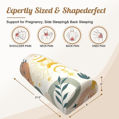 Knee Pillow for Back Sleeping – Half Moon Bolster Pillow for Under Knee While Sleeping Support, Leg & Back Pain Relief (21.5x9x5 Inches)