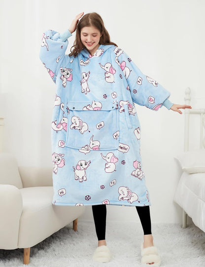 Wearable Blanket Hoodie for Adults With Pocket Strawberry Hoodie | Sherpa, Fuzzy Blanket Hoodie, Oversized Sweatshirt Blanket, Kangaroo Pouch, Cute Birthday Gifts for Sister, Cute Stuff