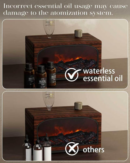 Waterless Oil Diffuser with Wood Base, Tempered Glass Bulb, 3 Color Light