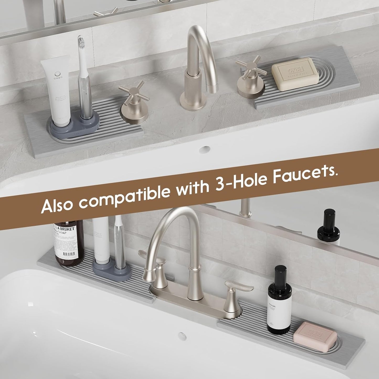 Faucet Mat for Kitchen Sink, Diatomite Quick Drying Tray , 15.8 Inch Kitchen Sink Splash Guard and Bathroom Stone Trays for Counter. Super Absorben.White.