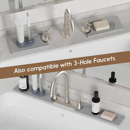 Faucet Mat for Kitchen Sink, Diatomite Quick Drying Tray , 15.8 Inch Kitchen Sink Splash Guard and Bathroom Stone Trays for Counter. Super Absorben.White.