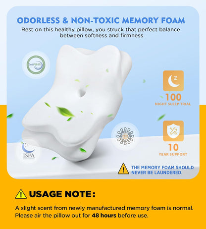 Osteo Cervical Pillow for Neck Pain Relief, Hollow Design Odorless Memory Foam Pillows with Cooling Case, Adjustable Orthopedic Bed Pillow for Sleeping, Support for Side Back Sleepers