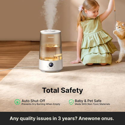Homvana Top-Fill Cool Mist Humidifiers for Bedroom, Large Room(3.6L,Black)