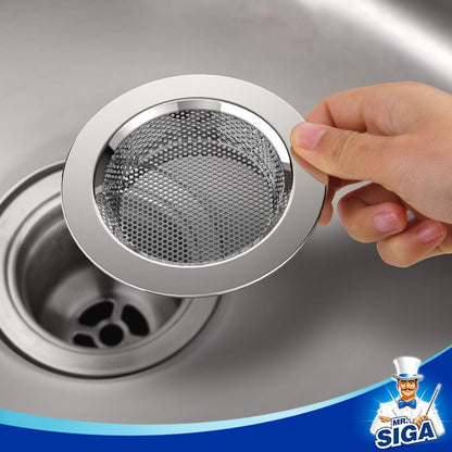 MR.SIGA Kitchen Sink Strainer, Stainless Steel Sink Drain Strainer, 3 Pack | Dishwasher safe sink strainer, outer diameter 4.4 inch/11.2cm, inner diameter 3 inch/7.6cm