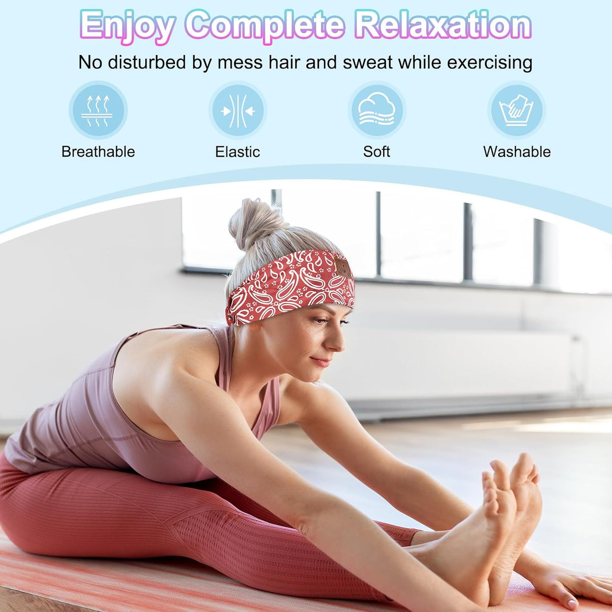 2-Pack Sleeping Headphones, Bluetooth 5.4 Headband Headphones, Wireless Bluetooth Headband for Yoga, Running, Workout, Travel, Sports, Unique Presents for Adult Teens - Black&Blue