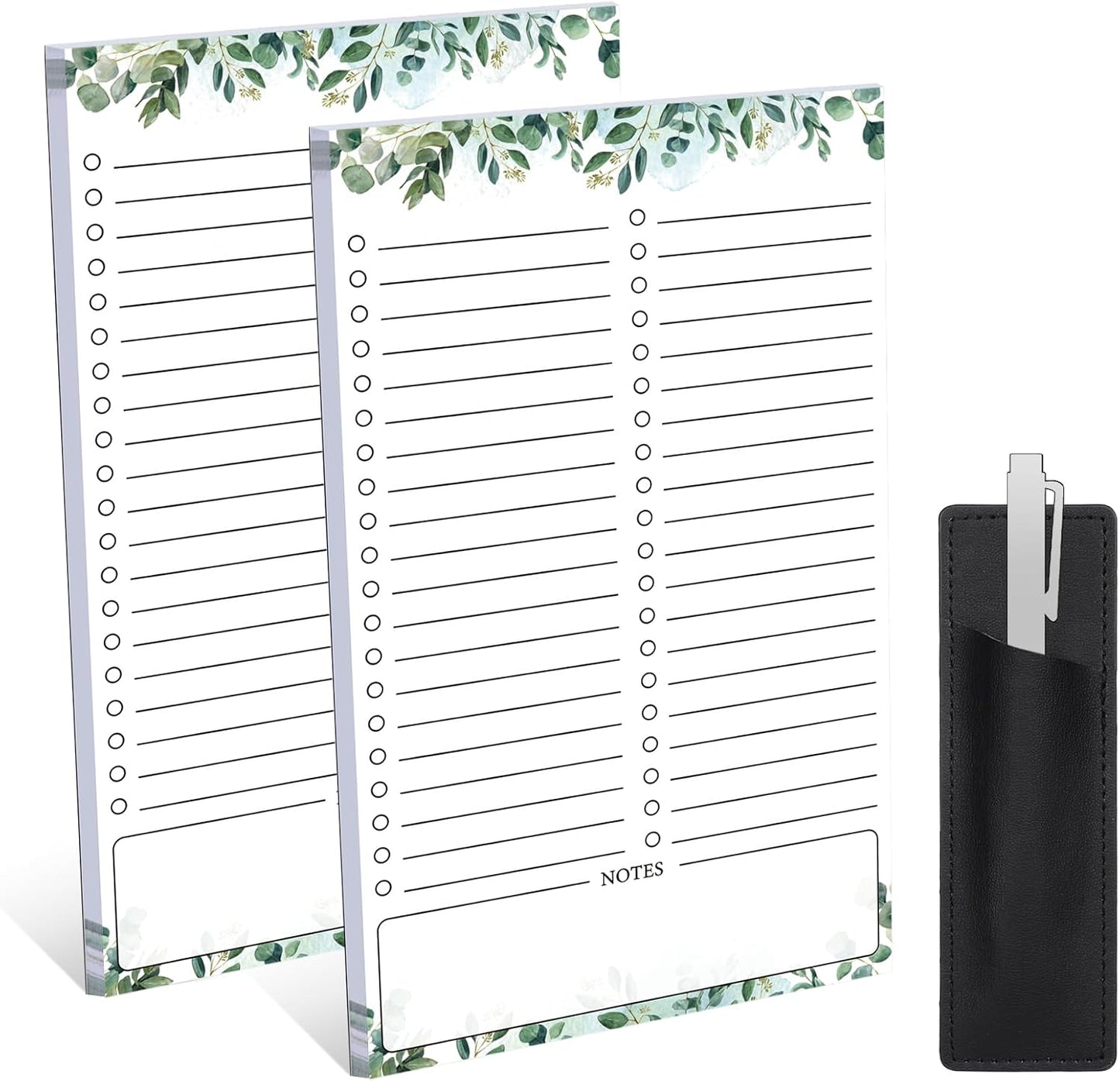 Thboxes 2 Pack Grocery List Magnet Pad for Fridge, 120 Sheets, Pen Holder | 4.5x7.5In Magnetic Grocery List Pad for Fridge, Full Back Shopping Checklist, Notepad for Kitchen, Home Office, Parents, Kids