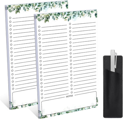 Thboxes 2 Pack Grocery List Magnet Pad for Fridge, 120 Sheets, Pen Holder | 4.5x7.5In Magnetic Grocery List Pad for Fridge, Full Back Shopping Checklist, Notepad for Kitchen, Home Office, Parents, Kids
