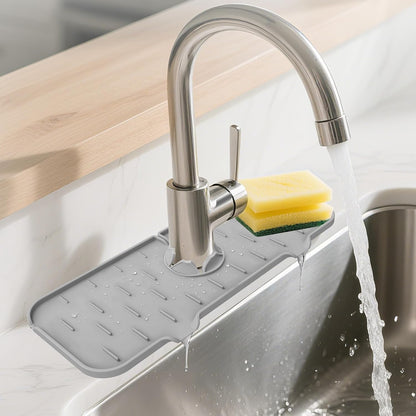 Kitchen Sink Splash Guard Silicone Faucet Mat for Kitchen Sink Grey | Sink drain pad behind faucet, Sink rubber mat around faucet guard & draining mat, bathroom sink protector Water Catcher Mat