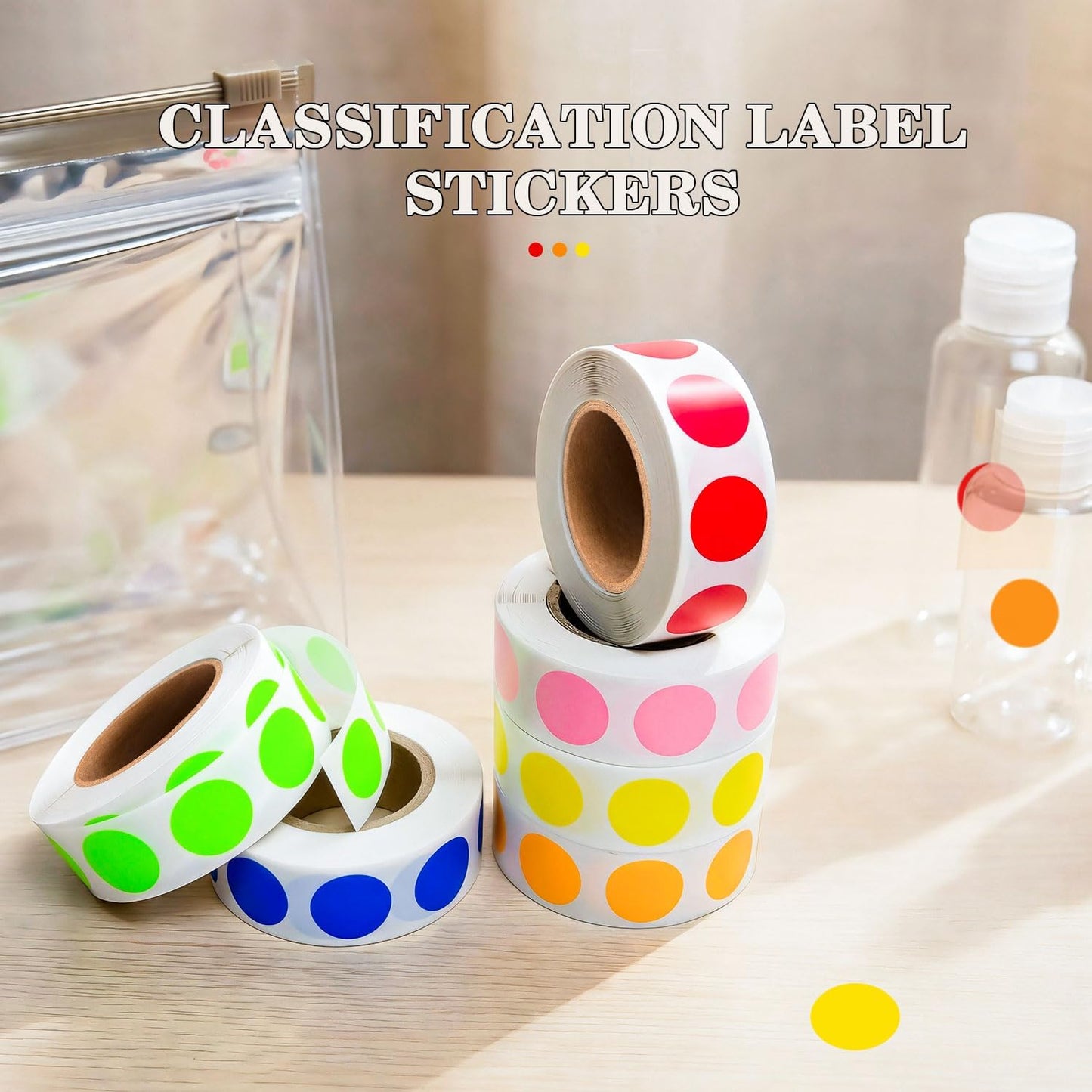 1/2 Inch Round Sticker,4 Rolls 2000Pcs Small Dot Stickers Color-Code Dots | Red+Yellow+Blue+Green 1.3cm Small Stickers Round Color Coding Circle Dots Stickers, Roll Dot Sticker Label for Office Home