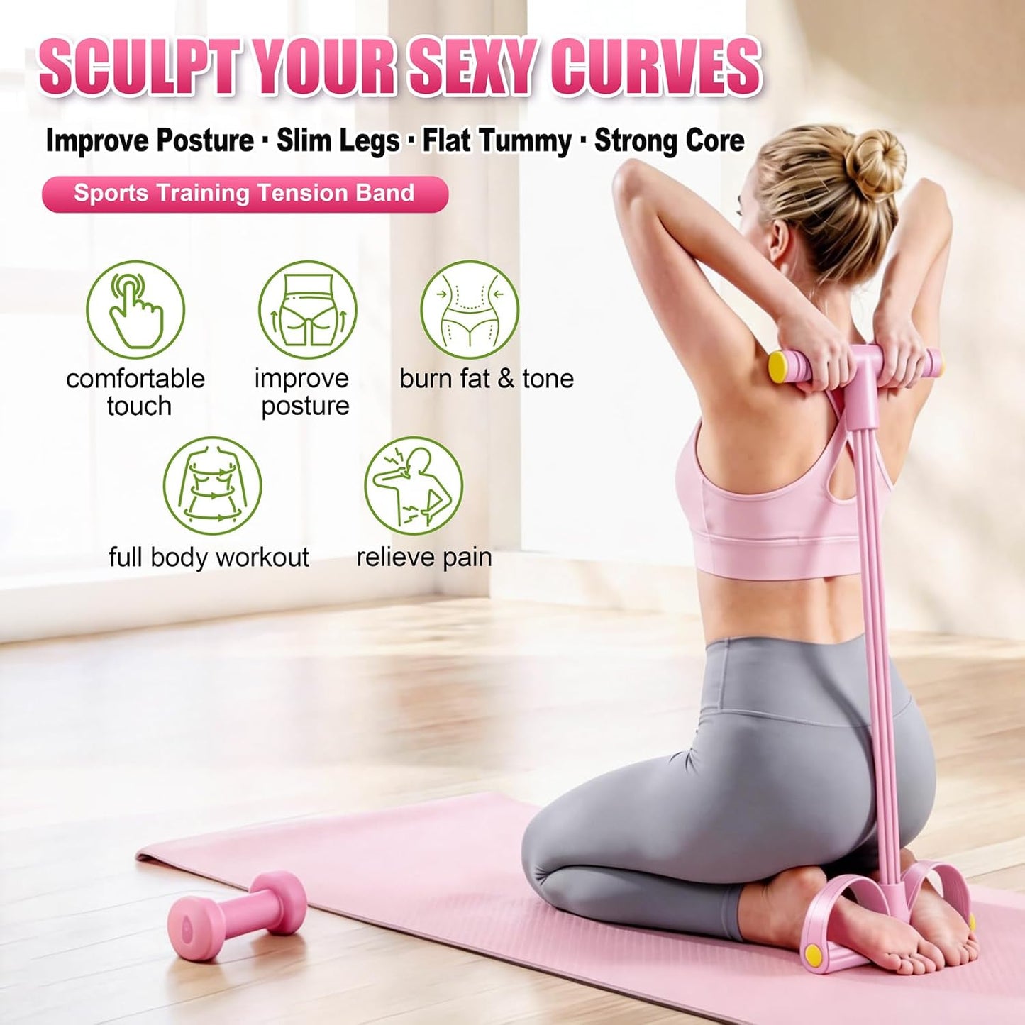 Foot Pedal Resistance Bands with Handles, 6-Tube Multifunction Exercise Bands, Durable Home Gym Fitness Equipment for Women & Men