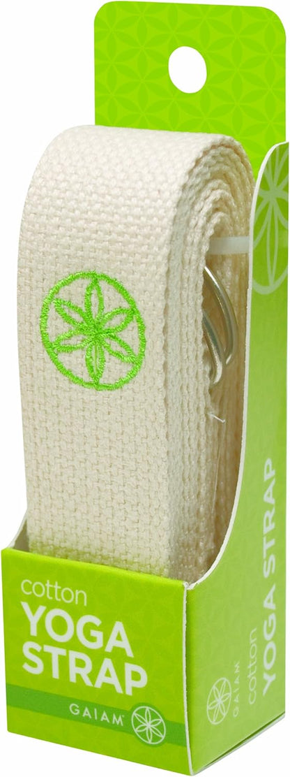 Gaiam Yoga Strap Premium Athletic Stretch Band with Adjustable Metal D-Ring Buckle Loop | Exercise & Fitness Stretching for Yoga, Pilates, Physical Therapy, Dance, Gym Workouts