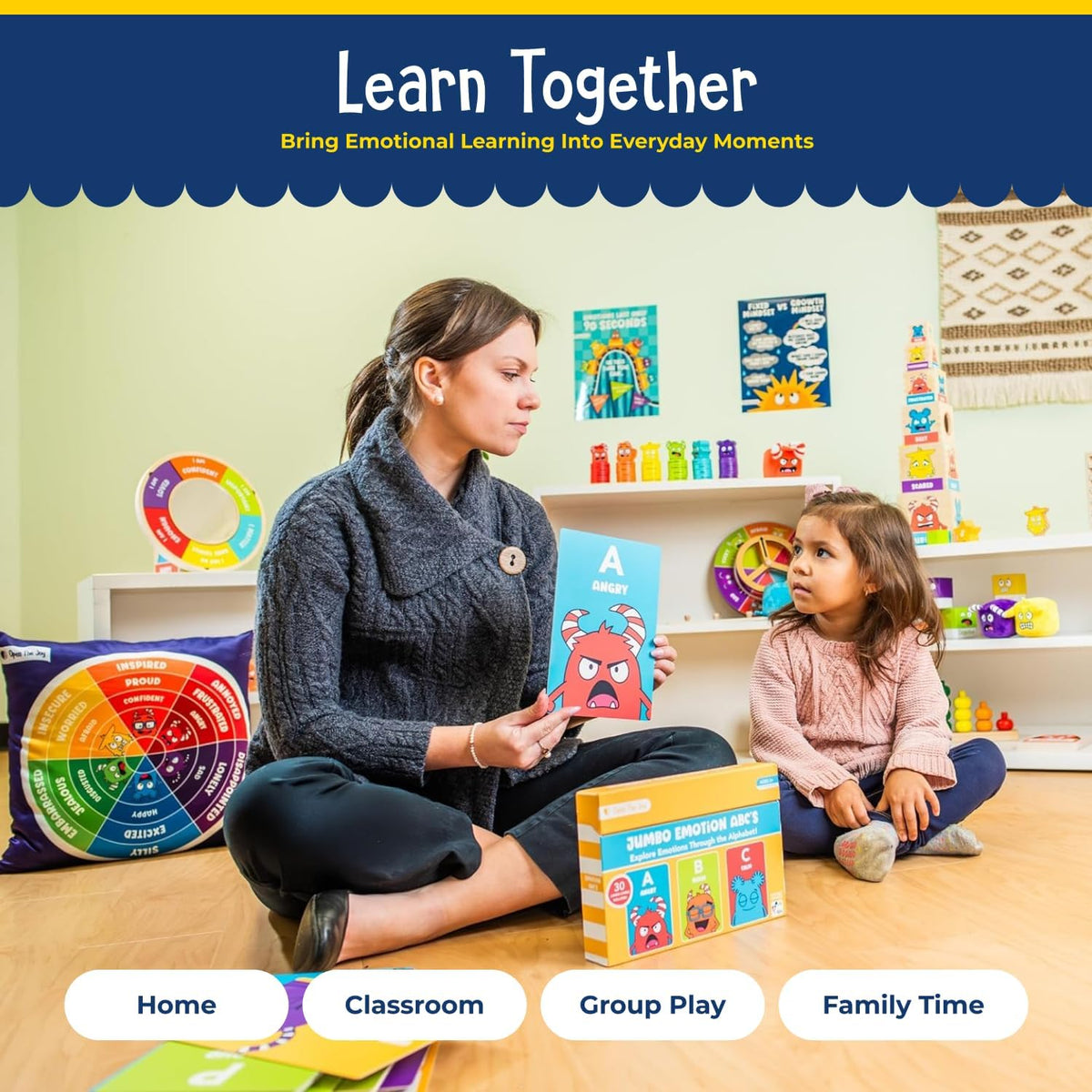 Open The Joy Jumbo Calming Cards, SEL Mindfulness Cards for Kids 3+