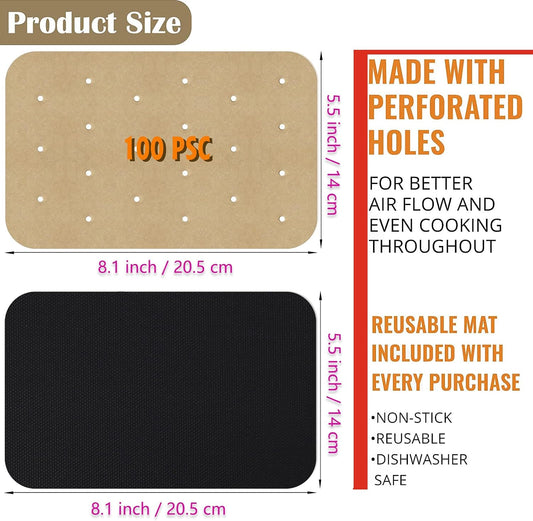 WMKGG Silicone Air Fryer Liners, 2PCS Air Fryer Silicone Liners | Reusable Rectangular Non-Stick Basket Accessories for Ninja Foodi Dual DZ201/DZ401 8-10QT