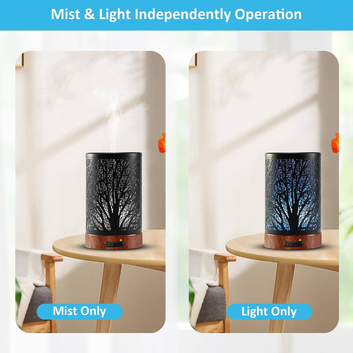 Essential Oil Diffuser - 150ML Metal Aromatherapy Diffuser for Essential Oils with 7 Colors Lights Gifts for Mom Auto Shut-Off & Ultrasonic Cool Mist Diffuser, Ambience for Home