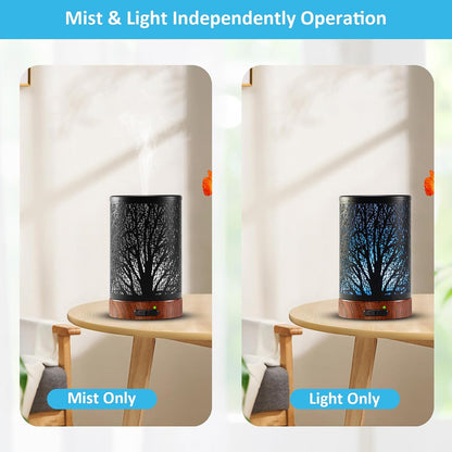 Essential Oil Diffuser - 150ML Metal Aromatherapy Diffuser for Essential Oils with 7 Colors Lights Gifts for Mom Auto Shut-Off & Ultrasonic Cool Mist Diffuser, Ambience for Home