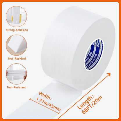 ZOMPAGO White Window Weather Sealing Tape 2.4in x 33FT, Cloth Draft Stopper for Sliding Door & Gap Filler, Strong Adhesive Window Seal Tape Air Conditioner Door Weather Stripping Insulation