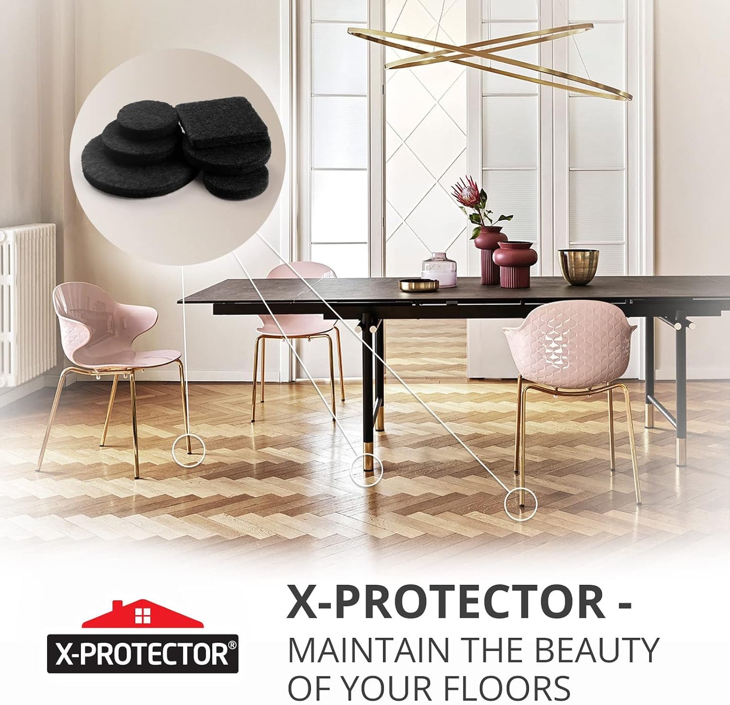 X-PROTECTOR 357 PCS Premium Huge Pack Felt Furniture Pads! | Quantity of Furniture Sliders with Many Big Sizes – Your Ideal Floor Protectors. Protect Your Hardwood & Laminate Floor!