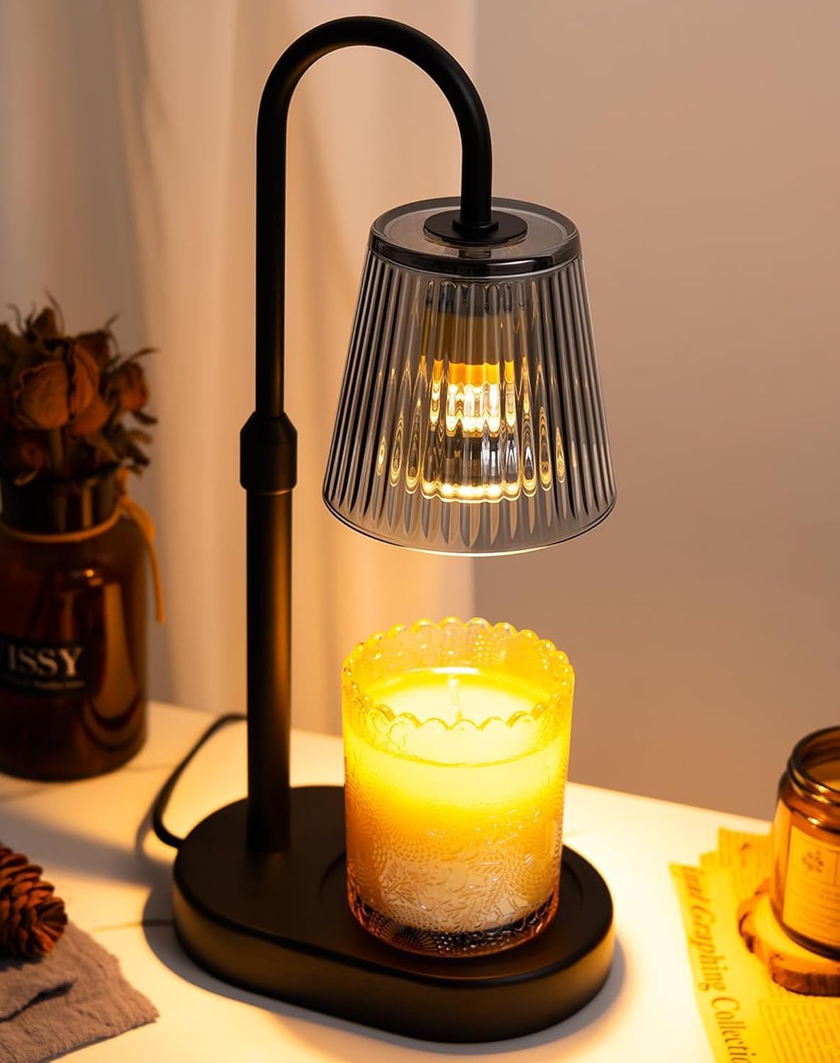 Adjustable Candle Warmer Lamp with Timer - Electric Light Wax Warming