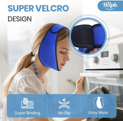 Hilph Wisdom Teeth Ice Pack Head Wrap, Face Ice Pack for Jaw Oral Surgery | Large Jaw Ice Wrap with 4 Hot Cold Gel Packs, Pain Relief for TMJ, Tonsillectomy, Wisdom Teeth Recovery Must Haves, Blue