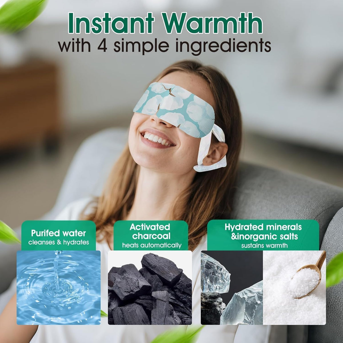 60 Pack Steam Eye Masks Disposable, Heated Eye Mask Warm Compress for Eyes