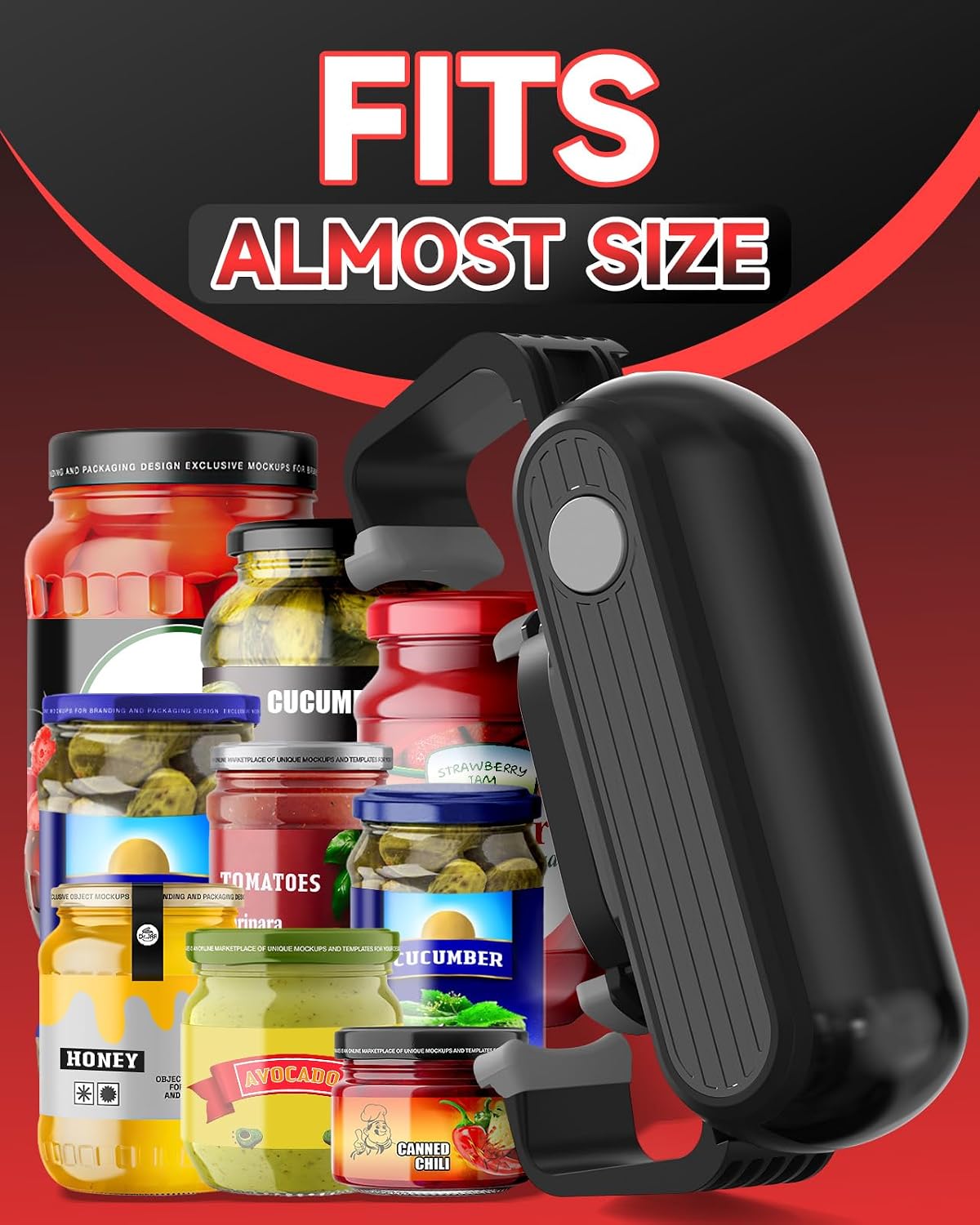 Electric Jar Opener for Seniors with Arthritis, Automatic Jar Opener for Weak Hands, High Torque Battery Operated Bottle Opener, Hands Free Jar Opener Kitchen Gadget for Screw-Top Glass Jars