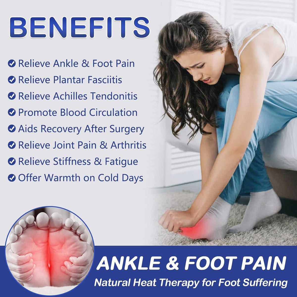 JOBYNA Ankle/Toe/Foot Warmer | Full Coverage Heated Foot Wrap |86-158℉ Continuous Setting| 10-90min Timer| Electric Heating Pad for Plantar Fasciitis Relief, Neuropathy Pain Relief for Foot(1 Pack)