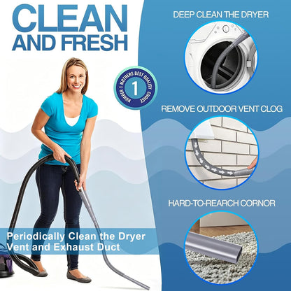 Upgraded Dryer Vent Cleaner: Universal Vacuum Hose Attachment Fits All Vacuums Cleaner, Deep Cleaning Tools for Clogged Ducts & Lint Removal