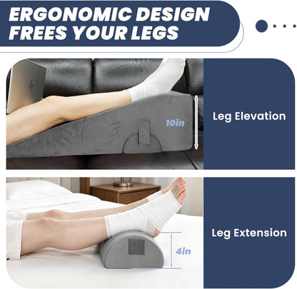 2 Adjustable Arc-Designed Leg Elevation Pillow for After Surgery – Knee Replacement Recovery Aid, Bone Foam Knee Surgery Pillow for Hip & Ankle Pain Relief