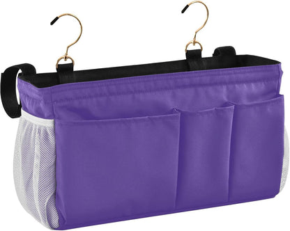 Black Bedside Caddy Storage Bag Bedside Organizer for Bed Rails College Dorm Room Organizer Caddy Hanging Shelf 6 Pockets with Hooks for Drinks Magazine Phone Holder