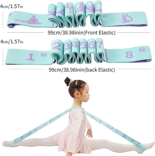 8 Loops Stretching Strap for Kids, Extended Dance Stretch Band Elastic for Ballet & Gymnastics, Children's Resistance Bands for Flexibility Training, Dance Equipment for Girls