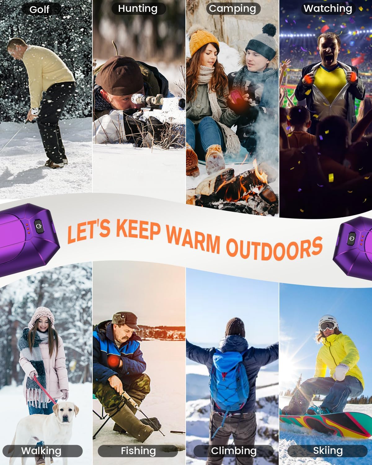 Hand Warmers Rechargeable 2 Pack, Reusable Electric Handwarmers Portable | AI Smart Safe Heat Long Lasting Pocket Heater, Warm Gifts for Men Women Outdoor Indoor Hiking Studying Hunting Golf Camping