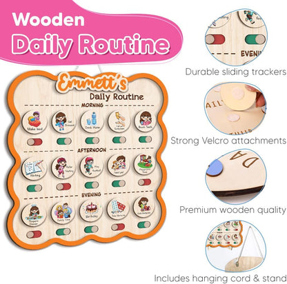 Wooden Daily Routine for Kids, Chore Chart for Toddler, Daily Responsibilities for Kids, Visual Schedule, Morning Bedtime Routine for Girls