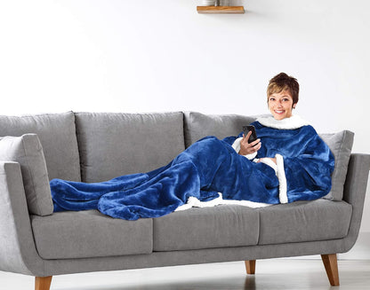 Catalonia Wearable Blanket with Sleeves & Foot Pocket for Adults | Soft Fleece Throw Wrap with Hands-Free Comfort, Perfect for Reading, TV Time & Relaxing, Christmas Gift for Women & Men