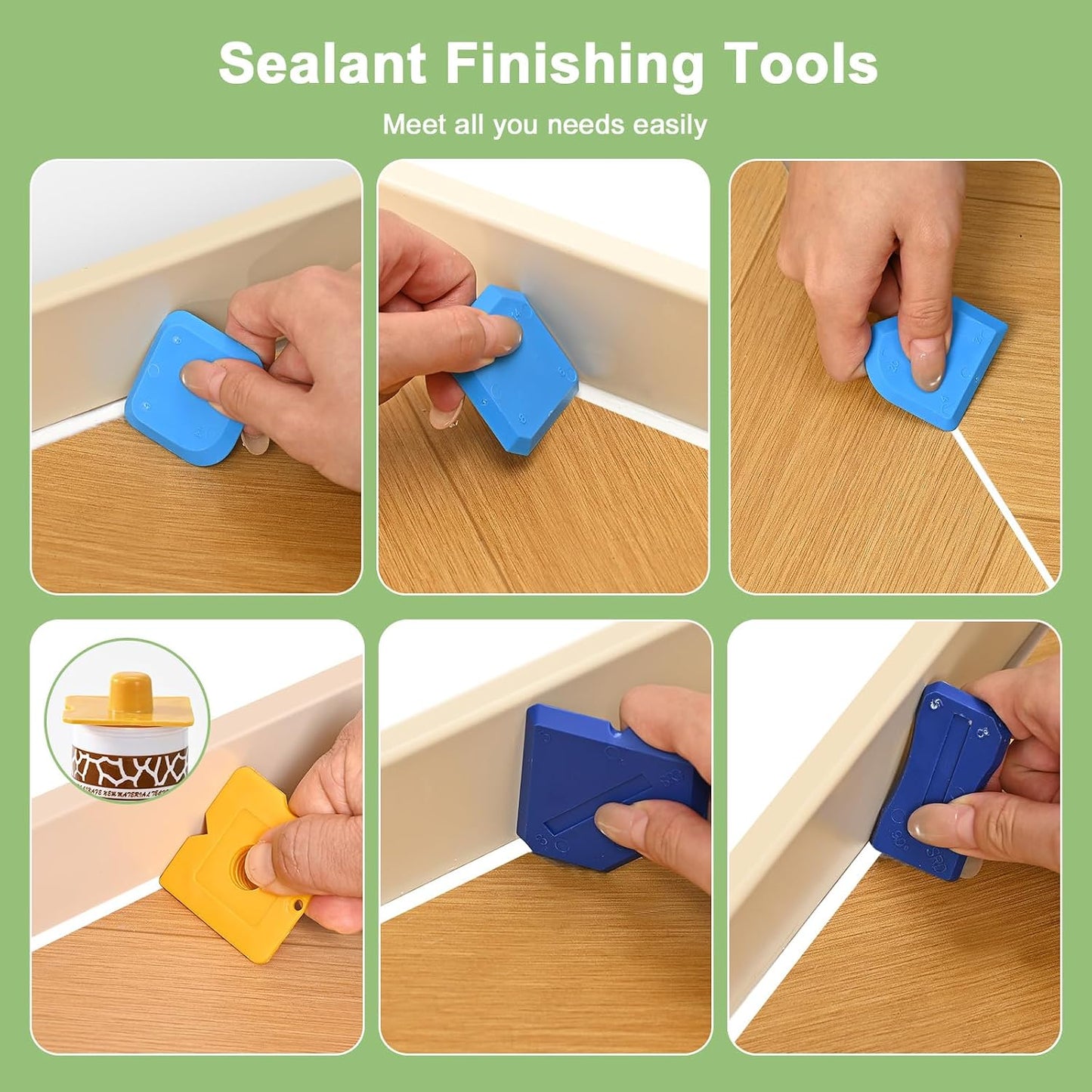 Silicone Caulking Tool Kit, Caulk Remover & Grout Removal Tool | Sealant Finishing Tool with Stainless Steel Head for Bathroom Shower Bathtub Tile DIY Household Renovation