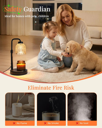 AIFEI Candle Warmer Lamp with Timer, Birthday Gifts for Women Mom, Black | FlameSafety Candle Lamp - Dimmable Adjustable Height with 2 Bulbs, House Warming Gifts New Home, Fits Most Jar Candle