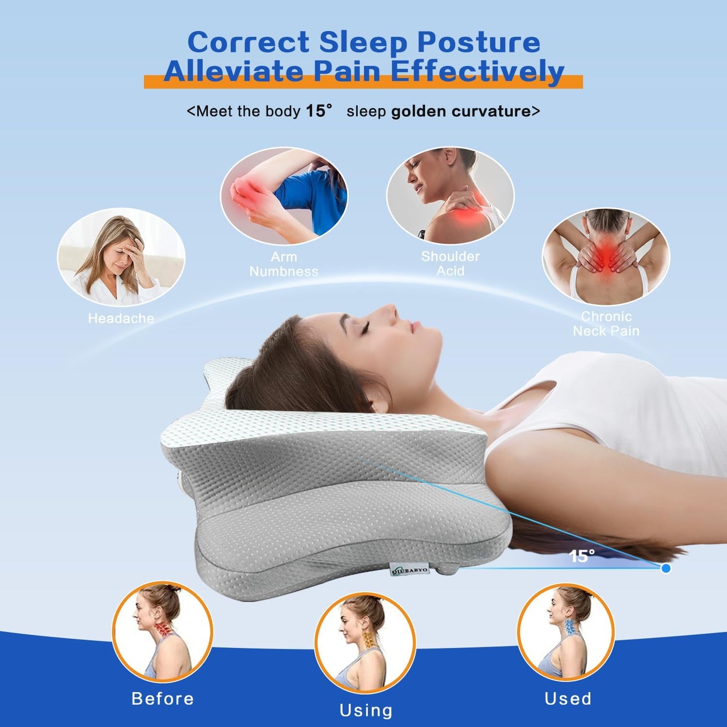 Pain Relief Cervical Pillow for Neck Support, Adjustable Ergonomic Pillow | Cozy Sleeping, Odorless Orthopedic Memory Foam Pillow, Contour Bed Pillow for Side Back Stomach Sleeper