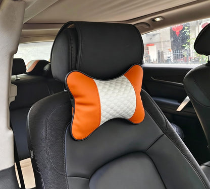2 Packs Car Neck Pillows, Dual-Side PU Leather Car Headrest with Fiber Filling, Universal Soft Neck Support Pillow for Car, Home & Office (Black)