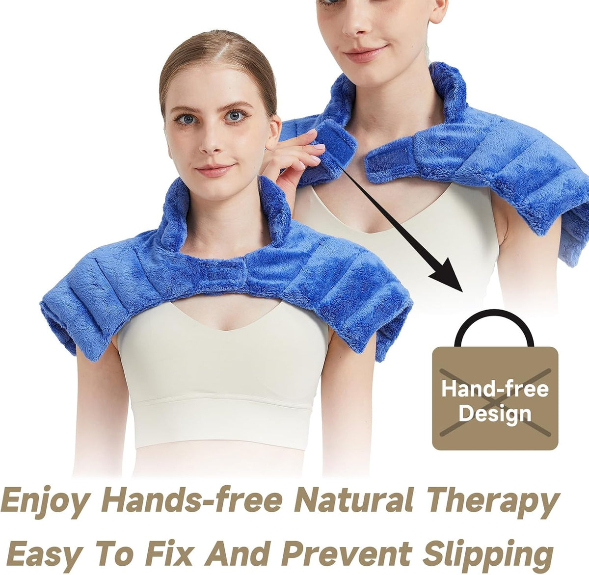 Microwavable Heating Pads, Microwave Heating Pad for Neck and Shoulders, Heated Neck Wrap, Wearable Neck Warmer Microwavable, Hands-Free Weighted Shoulder Wrap for Relax and Soothing