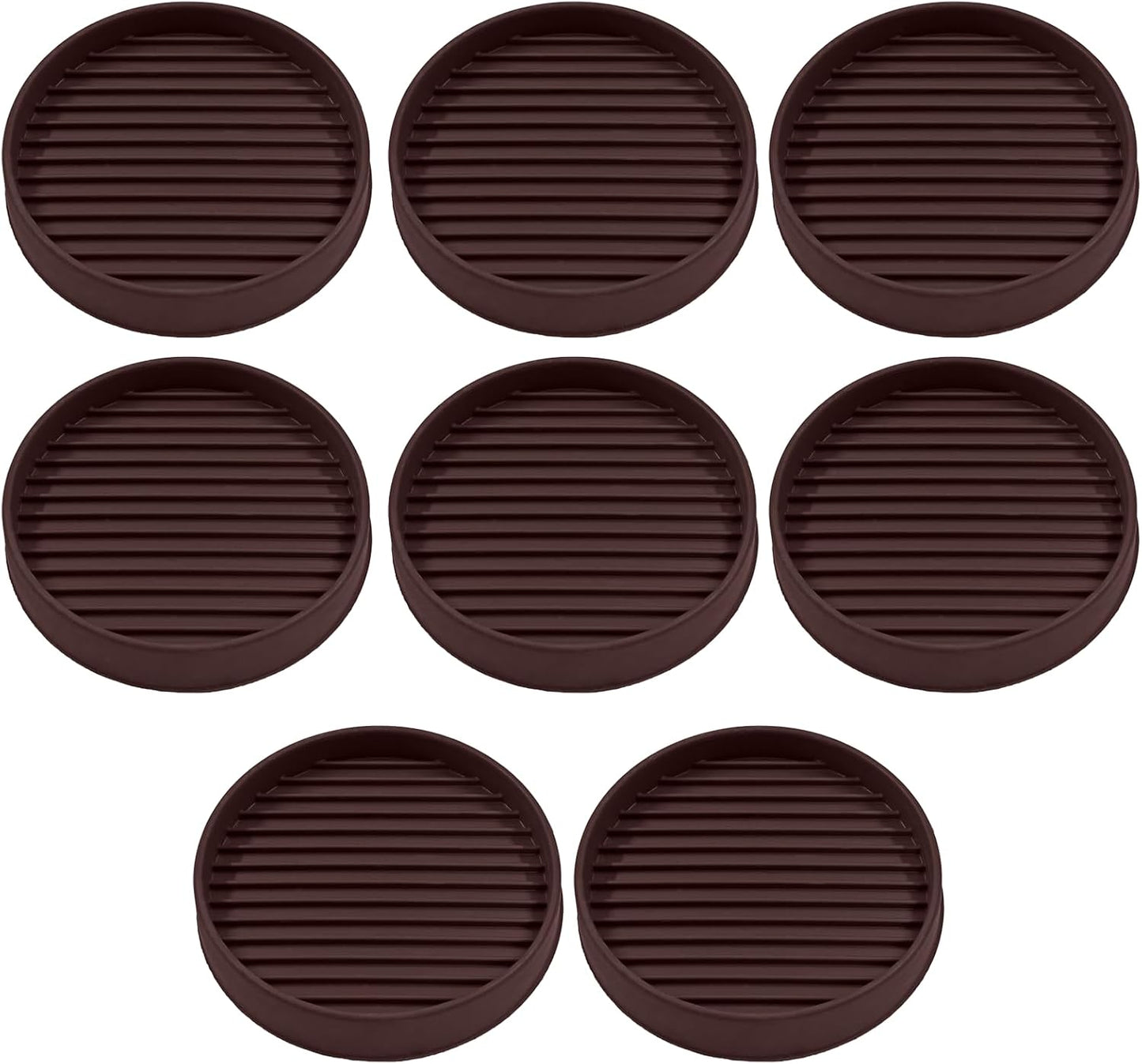 Bonsicoky 8 Pcs 2 Inch Round Rubber Furniture Caster Cups | Non Slip, Anti-Sliding Floor Grip, For Couch Chair Feet, Black