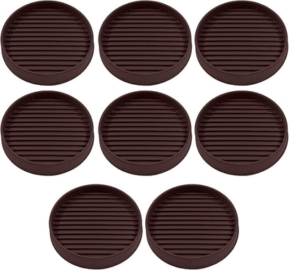 Bonsicoky 8 Pcs 2 Inch Round Rubber Furniture Caster Cups | Non Slip, Anti-Sliding Floor Grip, For Couch Chair Feet, Black