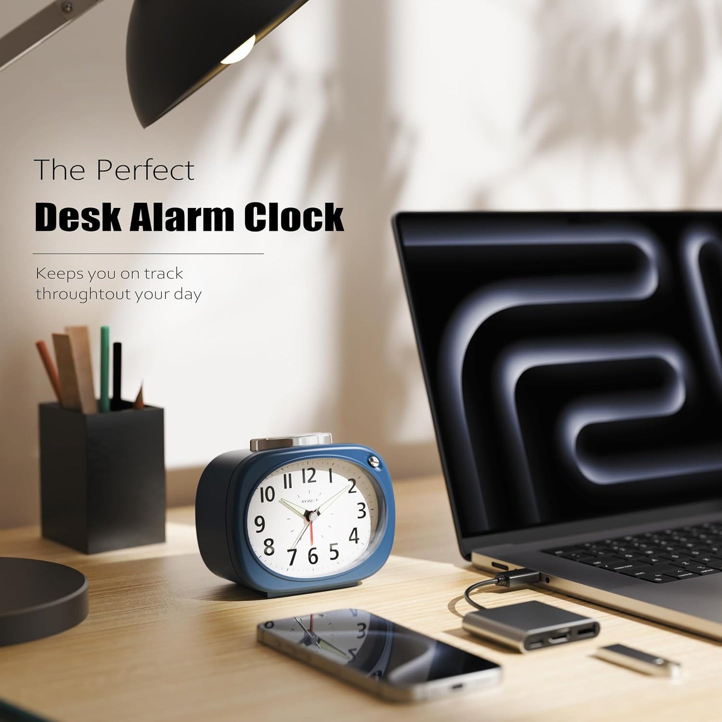AYRELY® 4.5" Loud Analog Alarm Clock for Heavy Sleepers, 100 dB Alarm Sound | Mechanical Bell, Silent Quartz Desk Clock and Table Clock with 10-Second Night Light, Luminous Hands for Bedroom and Bedside