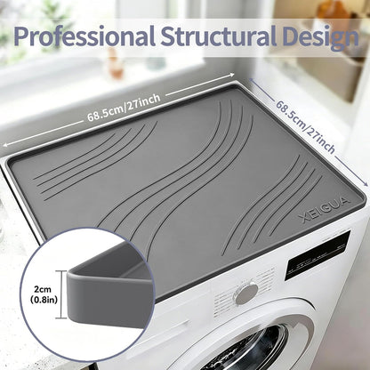 Washing Machine Pan, Drain Pan, Large 33×30/4 LBS Silicone Drain Pan, Waterproof Non-Slip Drip Tray with Raised Edge, Anti-Vibration Floor Leak Protector for Washer, Dryer and Laundry Room
