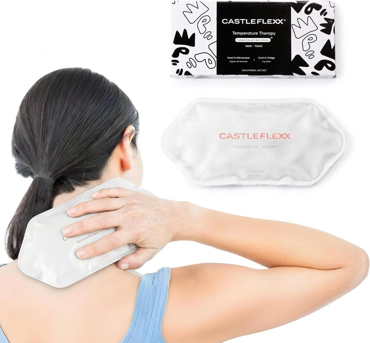 CastleFlexx Dual Hot & Cold Therapy Packs | Gel-Free, Flexible & Reusable for Neck, Shoulders, Joints & Muscles | Microwave & Freezer Safe | Ideal for Daily Relief - Earth