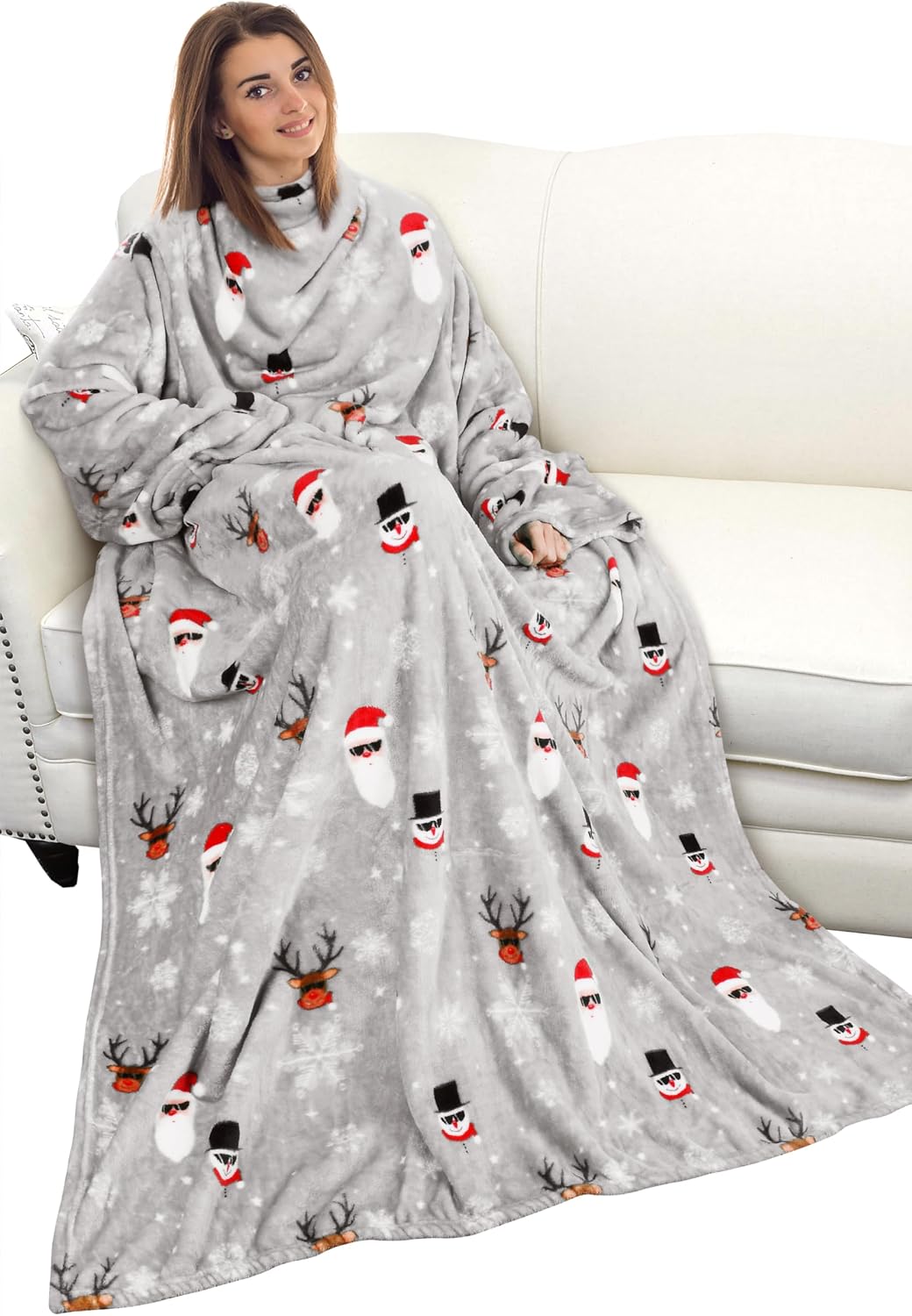 Catalonia Wearable Blanket with Sleeves for Women & Men, Fleece Wrap Throw | Cozy Sleeve Design for Hands-Free Comfort, Perfect for Reading, TV Time & Relaxing, Christmas & Birthday Gift