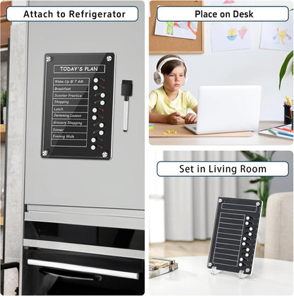 NiHome Chore Chart for Kids & Adults, Magnetic to Do List Board w/Stand | Acrylic Dry Erase Checklist & Routine Task Board, Fits Fridge Or Desk, 10 Sliders, ADHD Tools For Family Home Office School