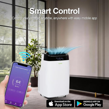 Hykolity WiFi Enabled Portable Air Conditioners 10,000 BTU, Cools Rooms Up To 450 Sq.Ft, 45dB Dual Motor 5 in 1 Quiet Smart AC Unit with Cool, Fan, Dehumidifier, 24H Timer & Sleep Mode