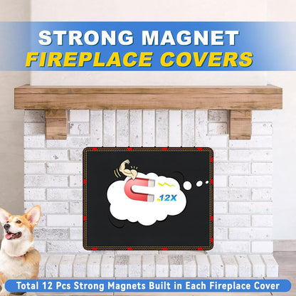 Fireplace Cover, Draft Stopper for Brick Fireplace, Fireplace Flue Blocker, Indoor Fireplace Blanket for Heat Loss, Winter and Summer, Black, 36x20 Inches