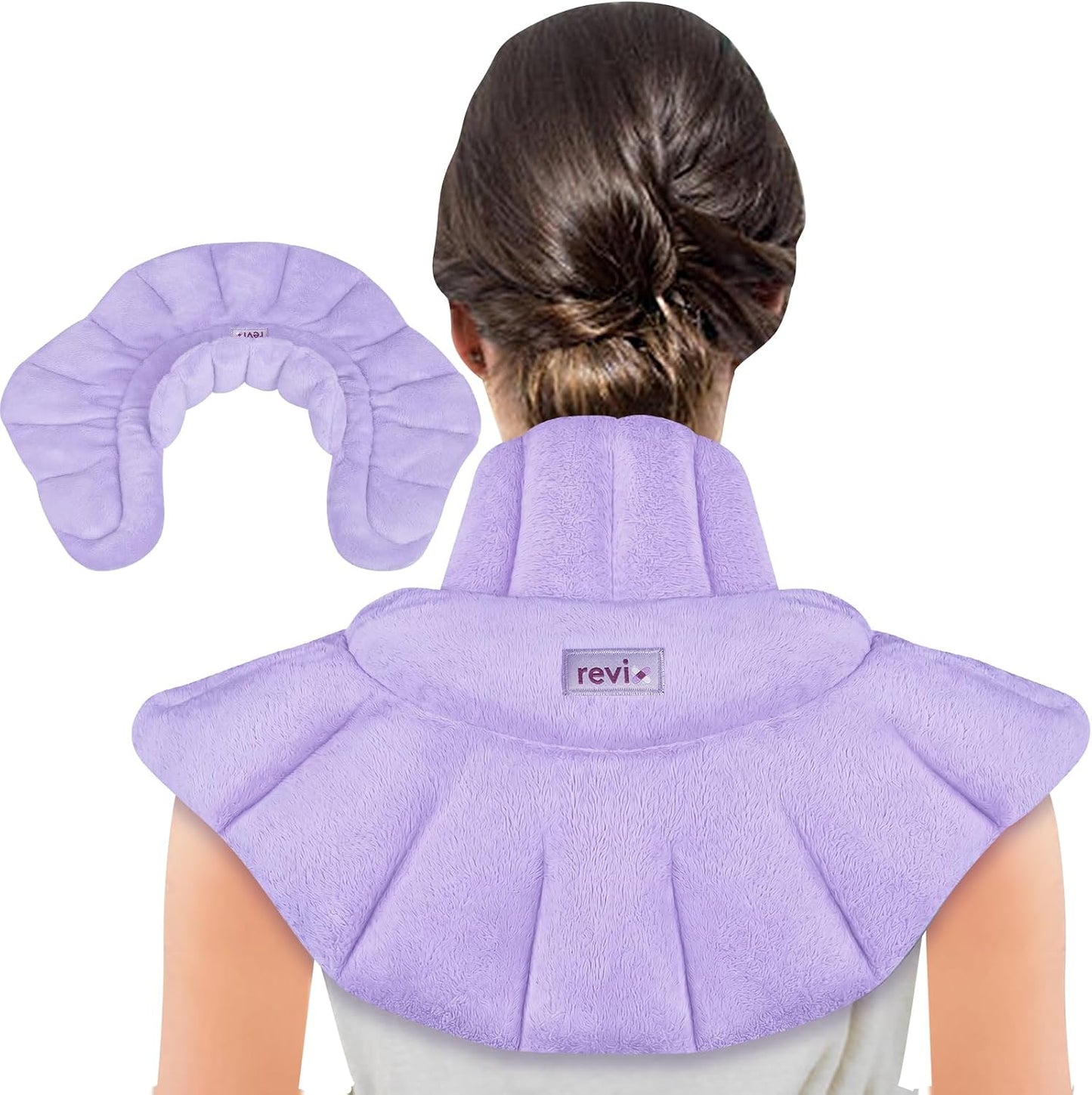 REVIX Microwave Heating Pad for Neck and Shoulders Back, Microwavable Heated Neck Wrap Warmer with Moist Heat, Lavender Aromatherapy Hot and Cold Pack